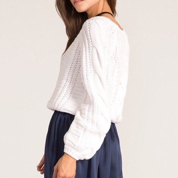 NBF ❤️ White Balloon Sleeve Sweater Top - Picture 3 of 4