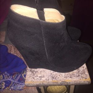 Black Suede Closed toe wedges