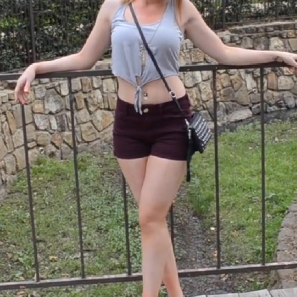 SOLD!Soft gray crop top that ties in the front