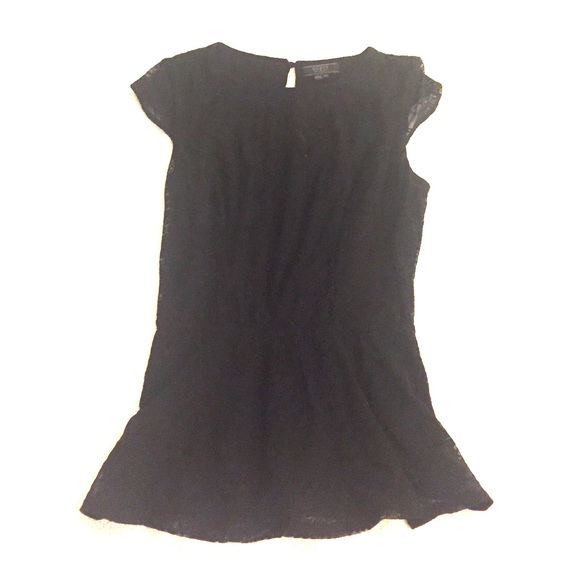 Black lace peplum blouse with buttons down back
