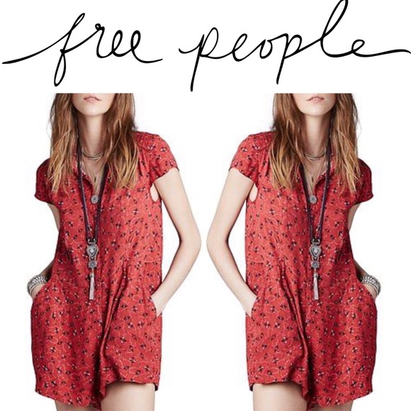 Free People Debby Dot Romper in Red! 🍒