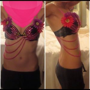 Pink flowered gem Bra top
