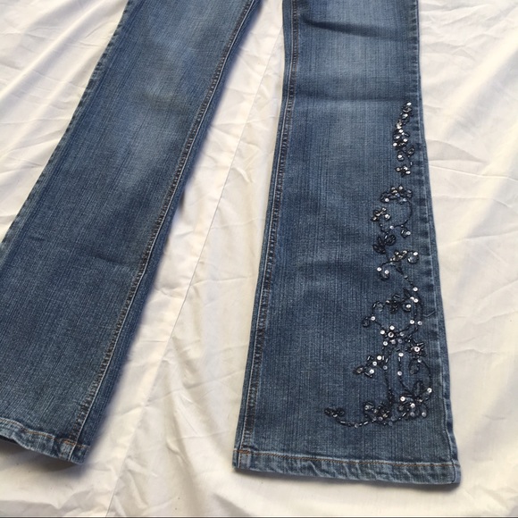 Embroidery Accented Boot Cut 'ICE' Jeans, Size 4 - Picture 2 of 4