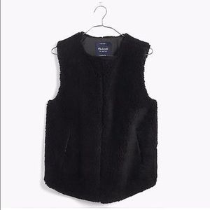 NWT Madewell Faux-Shearling Vest Size XS Black