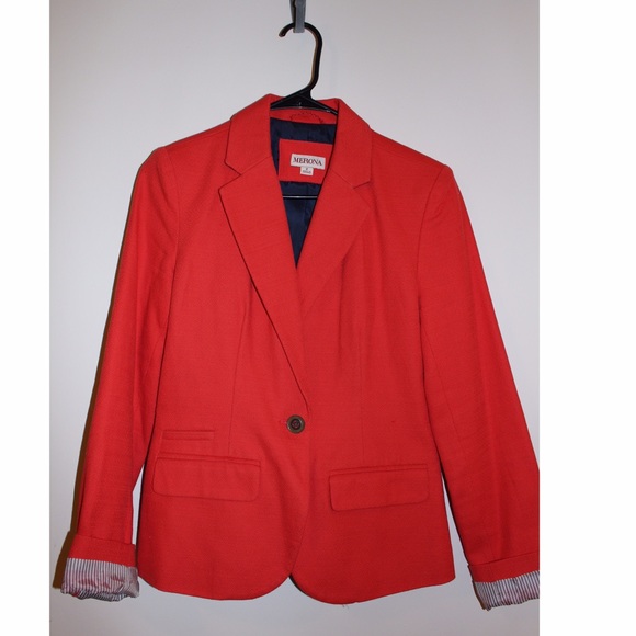 Coral Merona Blazer, Striped Lining, Size Small