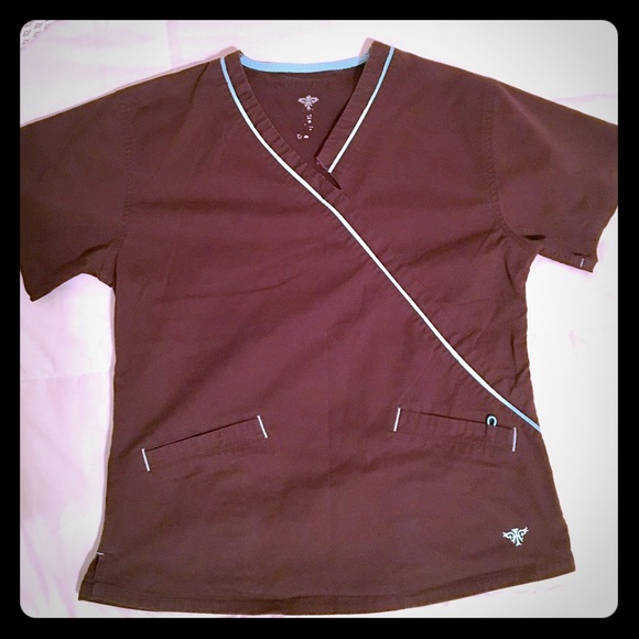 Med Couture Scrubs Chocolate Brown Scrub Top