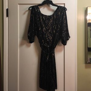 Black & Gold sexy mini black dress