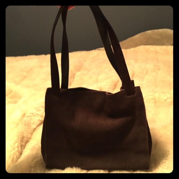 DKNY chocolate colored suede purse