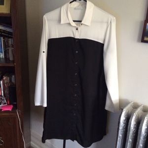 BLACK AND WHITE BUTTON DOWN DRESS