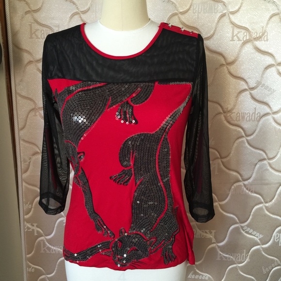 Sharif Sequined Animal Knit Top