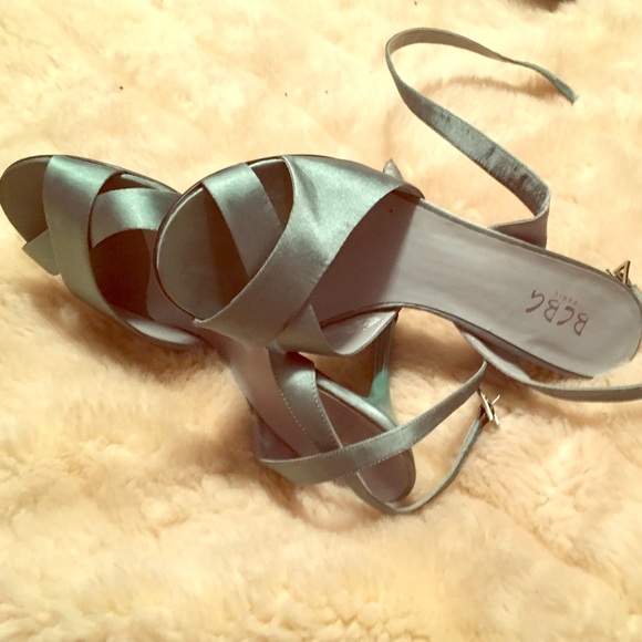 BCBG Paris green satin heels