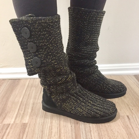 UGG Shoes - Black and Gold UGG Classic Cardy Boot