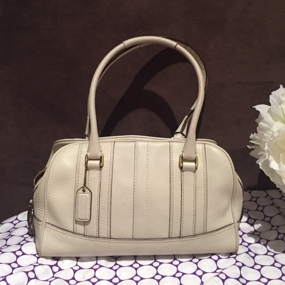 Coach Ivory Pebbled Leather Handbag  J0693-10526