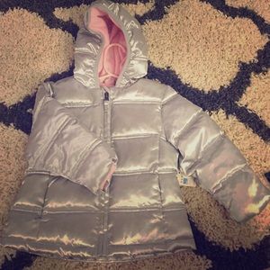 Metallic silver puffy jacket