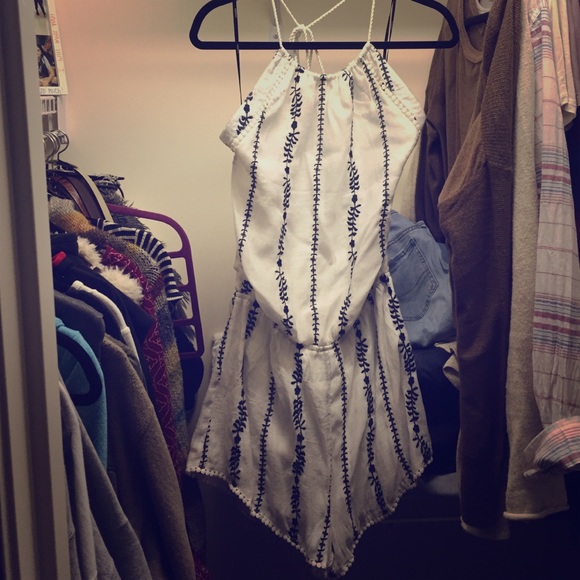White and blue romper