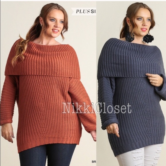Rust Plus size chunky sweater tunic long sleeves - Picture 4 of 4