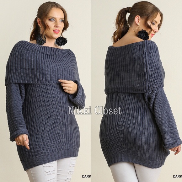 Rust Brick plus size sweater tunic top chunky knit - Picture 3 of 4