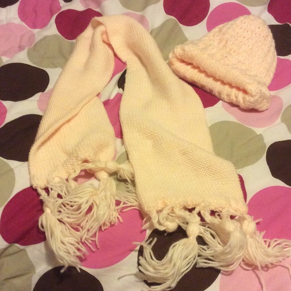 Handmade crochet winter scarf and hat set