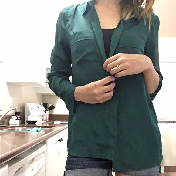 Dark green button up blouse