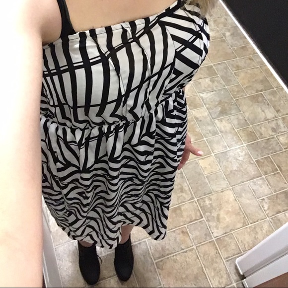 Black and white striped dress
