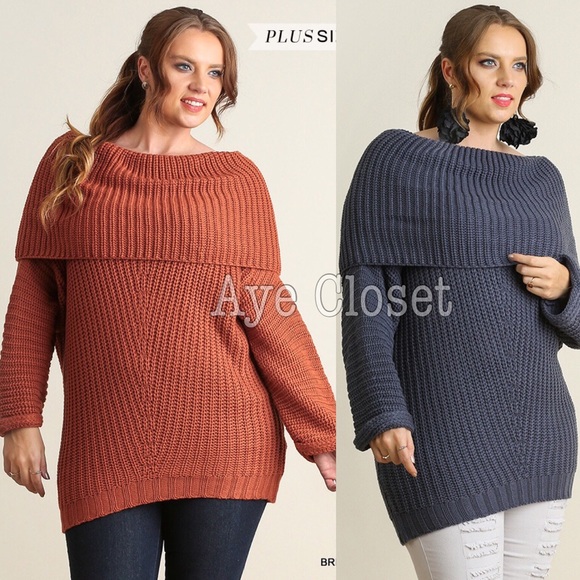 Plus size Knit chunky sweater tunic top rust sexy - Picture 2 of 4