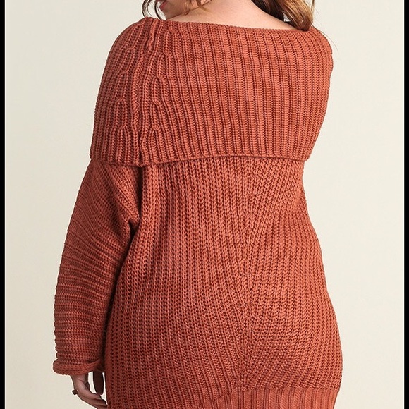 Plus size Knit chunky sweater tunic top rust sexy - Picture 4 of 4