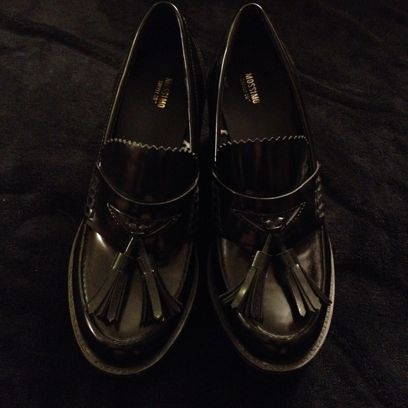 Black Platform Chunky Heel Oxford Loafers