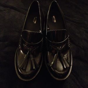 Black Platform Chunky Heel Oxford Loafers