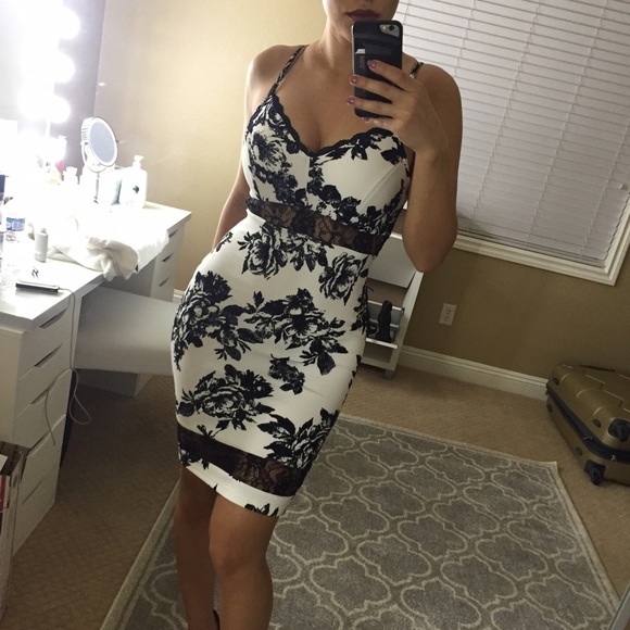 Black and white floral dress w/ lace