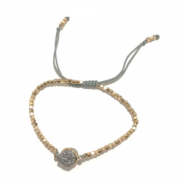 Druzy Bracelet With Gold Beads