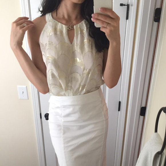 White House black market gold ivory dressy tank - Picture 2 of 3