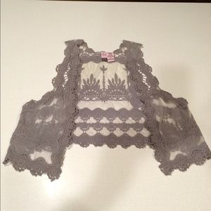 Womens Medium Vintage Lace Grey Vest