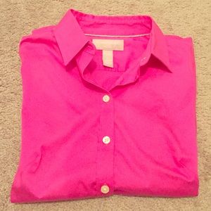 EUC Banana Republic Non Iron Hot Pink Button Down