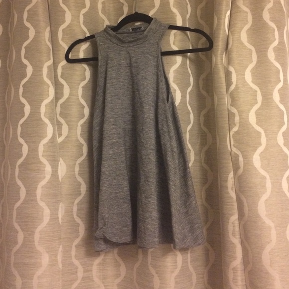 High collared, grey tank