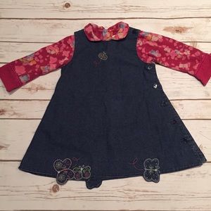 🌹HP Catimini Girls Butterfly Denim Dress 18 Month