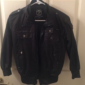 Kids black utility jacket.