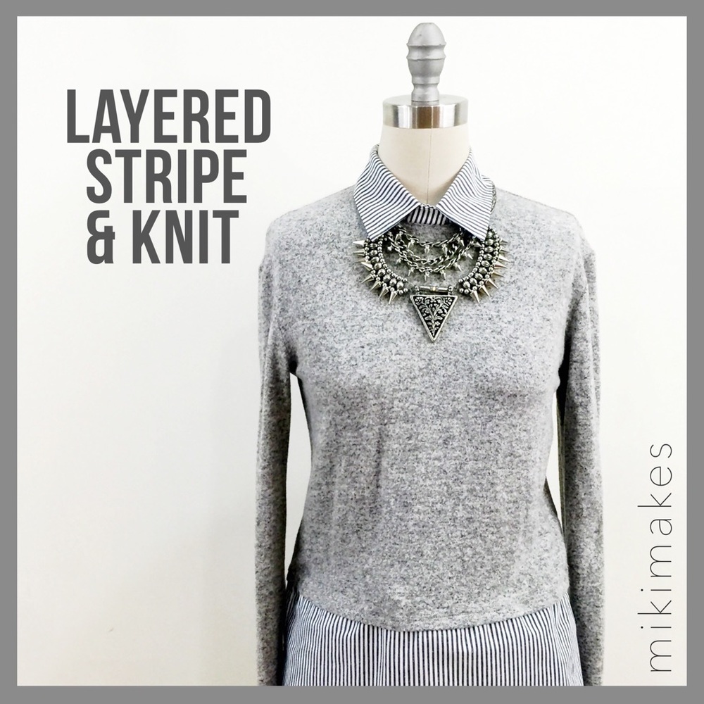 [ soprano ] NWT soft grey knit striped lining