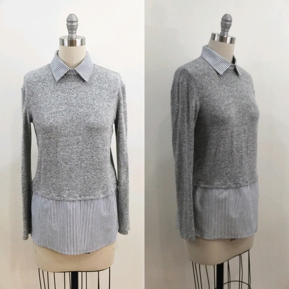 [ soprano ] NWT soft grey knit striped lining - Picture 3 of 5