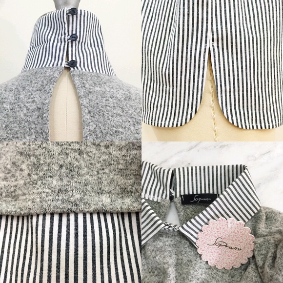 [ soprano ] NWT soft grey knit striped lining - Picture 5 of 5