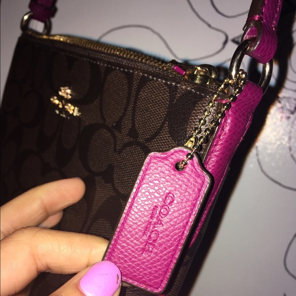 Coach chocolate brown monogram cross body