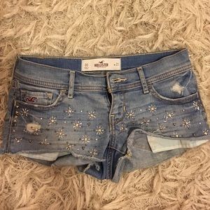 Jean shorts with little gems on the front