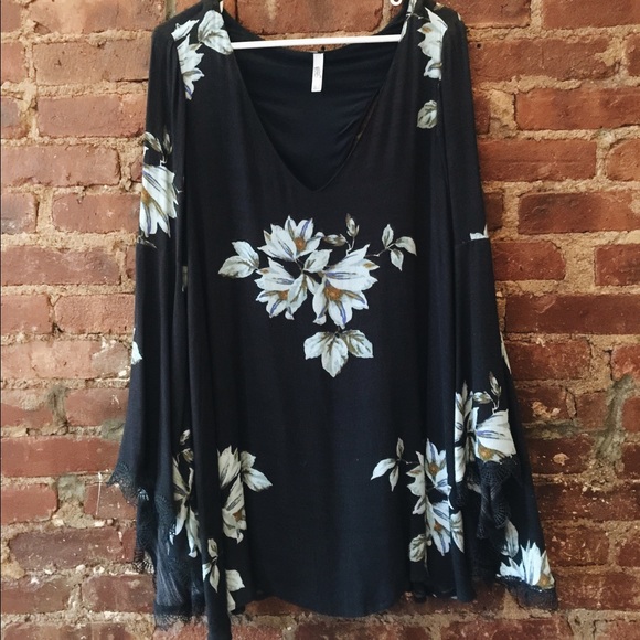 Free People Boho Floral Cutout Dress