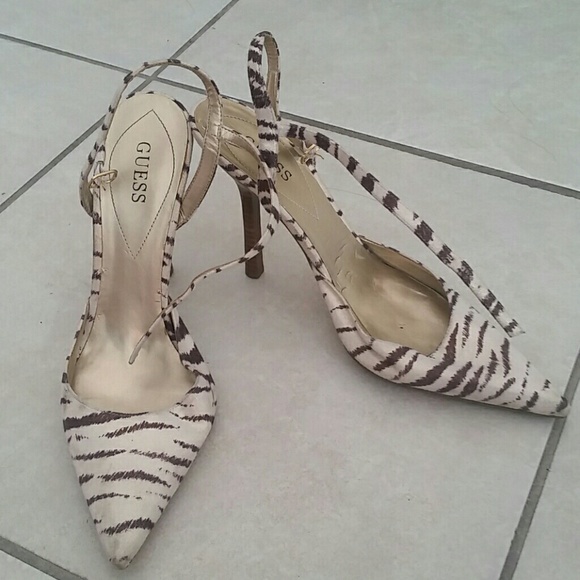 Animal print cream gold and brown strap heels