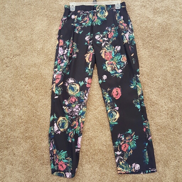 Black flowered pants