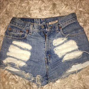 High waisted Jean shorts with lace