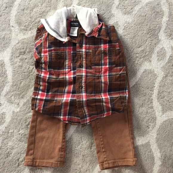 Flannel shirt and khaki pants