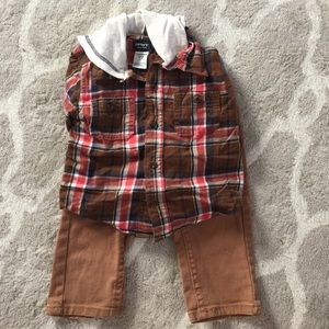 Flannel shirt and khaki pants