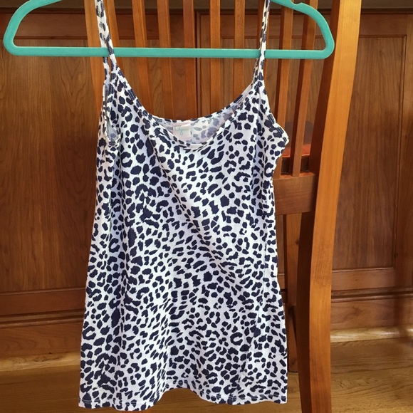 Aqua navy and white cheetah tank size XS