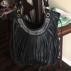 Black fringe purse