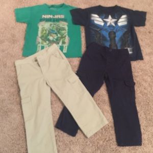 Boys size 4 bottoms and tshirt bundle